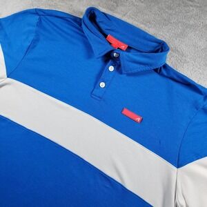 REDVANLY Polo Shirt Mens XL Blue White Colorblock Stretch Golf Performance
